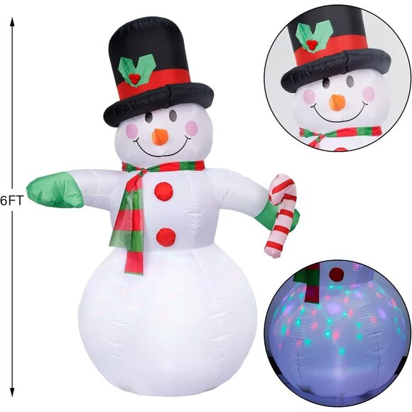 🆕6ft Christmas Inflatable Snowman Blow up Rotating LED Light Outdoor Decoration - Picture 6 of 7
